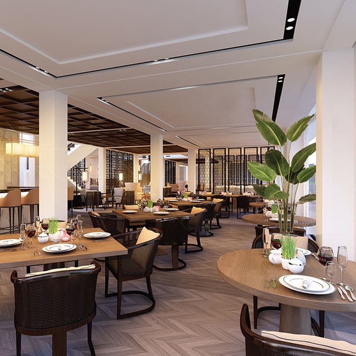 Sân Montgomerie Links Golf Club: Không gian nhà hàng sang trọng và hiện đại
