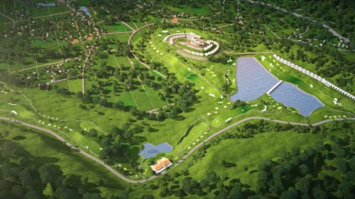 tour du lịch golf Bắc Giang - Sân golf Yên Dũng nhìn từ trên cao. 