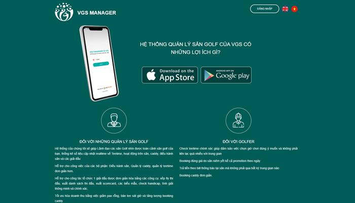Phần mềm quản lý sân golf VGS Manager
